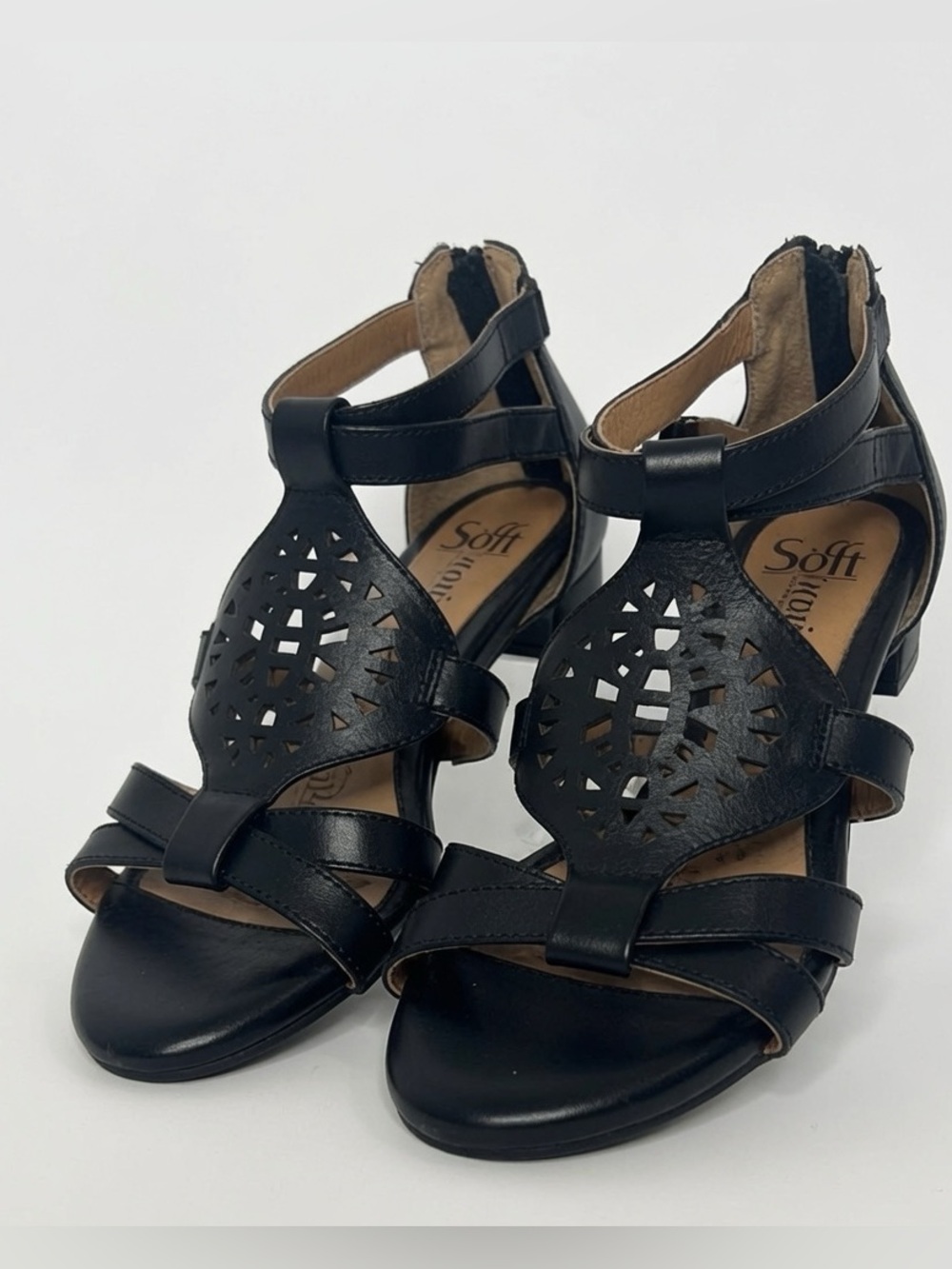 Sofft Breeze Sandals Leather Strappy Comfort Heel 7W